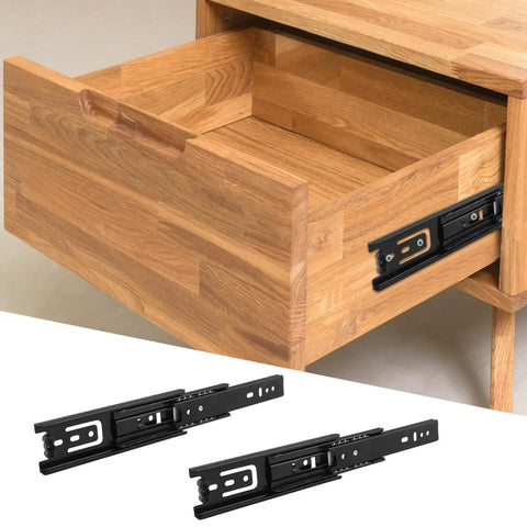8 Pairs 6 Inch Black Soft Close Drawer Slides With Ball Bearing Full Extension Heavy Duty Quiet Hardware For Keyboard Trays Tables Drawers Shelves Nightstands And More mounted on a wooden drawer