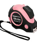 Pink Retractable Tape Measure 16 Ft With Dual Metric And SAE Readouts Three Quarter Inch Wide Blade For Easy Reading Belt Clip