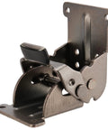 Heavy Duty 12 Pack Foldable Support Brackets With Smooth Triple Groove Self Locking Design Rock Solid Cold Rolled Steel Construction Built Tough For Wall Shelves Tables And DIY Workbenches Supporting Up To Five Hundred Pounds, showcasing a single bracket design.