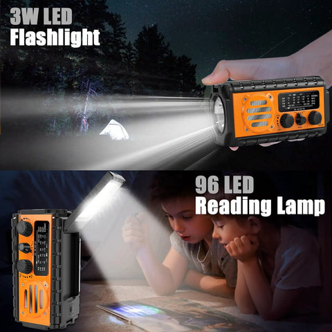 Emergency Weather Radio With Hand Crank And Solar Charging NOAA Alerts SW AM FM Survival Radio 20000mAh Battery Dual LED