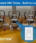 Testing equipment with 30 Pack Single Pole Decorator Light Switch Kit With Wall Plate Rocker Paddle On Off Interrupter 15A 120 277V UL Listed White