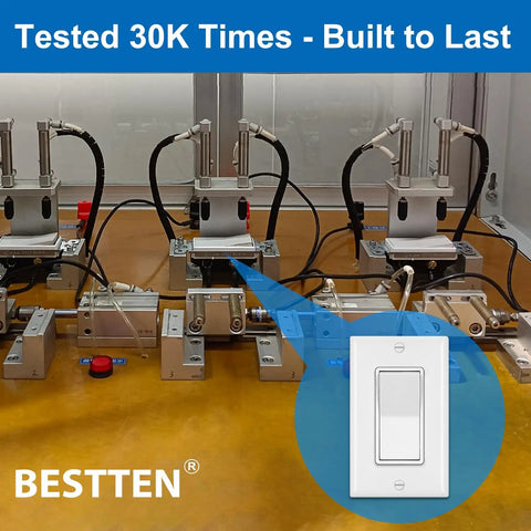 Testing equipment used for 30 Pack Three Way Decorator Light Switches, 15 Amp 120 Volt 277 Volt, UL Listed, White