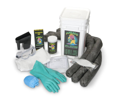 Grab-And-Go Compact Spill Kit Bucket With Absorbent Socks Powder Gloves Goggles Boot Covers And Coverall For Universal Spill Cleanup