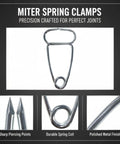 Dandy 12 Pcs Stainless Steel Woodworking Miter Spring Clamp Kit With Pointed Tip For Frame Molding, Diy Craft, And Glue Drying, Featuring D O Loop Designs To Nail Your Projects Like A Boss. stainless steel miter spring clamp, pointed tip, polished finish