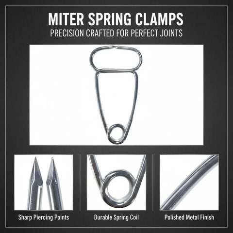Dandy 12 Pcs Stainless Steel Woodworking Miter Spring Clamp Kit With Pointed Tip For Frame Molding, Diy Craft, And Glue Drying, Featuring D O Loop Designs To Nail Your Projects Like A Boss. stainless steel miter spring clamp, pointed tip, polished finish