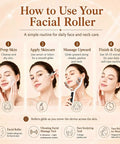Tutorial on using Wireless Face Massager With 8 Roller 3D Face Roller LED Light Therapy Massager for skin care routine steps.