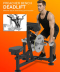 Preacher Curl Bench and 3 in 1 Arm Station for Biceps and Triceps with Bar Pad Attachment Home Gym Black Isolates Biceps