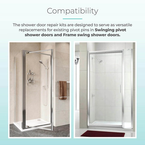 Shower Door Repair Kit With Pivot Pins And Bushings For Framed And Swing Doors stainless steel pivot pins in glass shower enclosures.