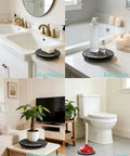 Solid Diatomaceous Earth Plunger Tray Quick Dry Gray Bathroom Drip Holder For Seven Inch Toilet Tools beside a toilet.