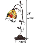 Grape Tiffany Style Stained Glass Table Lamp With Grapevine Decorated Base, 28-Inch Tall, 7-Inch Wide, Handmade Glass Craft