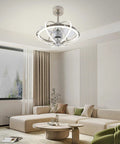 Ceiling Fan Light with 3-Color Integrated Light, 6 Speeds, Low-Noise Motor in a modern living room setting.
