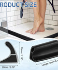 Flexible Shower Water Barrier Edge Guard 118 Inch TPE Splash Stopper shown in shower with dimensions and product design