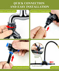 Installation steps for 100 Ft Drip Irrigation System For Garden With 16 Adjustable Brass Nozzles And Bendable Rods.