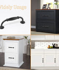 Black Cabinet Handles Set, 3 3/4 Inch Hole Center (96mm), 115mm Overall Length shown on drawers and cabinets