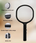 Heavy Duty Bug Zapper Racket Battery Powered Single Layer Grid For Large Insects Like Wasps Bees Horse Flies And Moths Indoor Outdoor Black