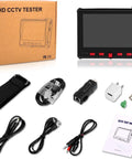 Handy 5 Inch Wrist CCTV Tester With HDMI And VGA Inputs, all components included for AHD CVI TVI CVBS camera testing