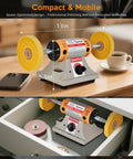 All In One Jewelry Polishing Kit For Bench Grinder With Six Cloth Wheels and Speed Dial on a workbench