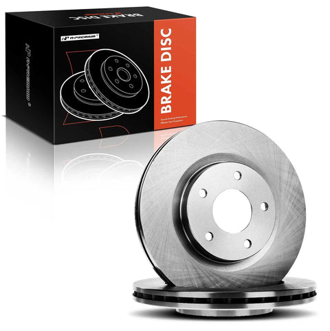 Front Vented Disc Brake Rotors Pair Compatible With Chrysler Dodge Jeep 2007 To 2017 Models showing 11.57 inch rotors with box.