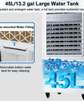 Heavy Duty Evaporative Portable Air Cooler With Beastly 2943 Cfm Airflow And 13.2 Gallon Tank showing large water tank and rear filling feature.