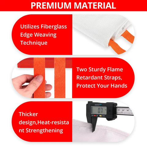 Close-up details of Emergency Fire Blanket Duo Pack 47.2 Inch By 47.2 Inch Large Flame Retardant Blankets With Fireproof Tabs