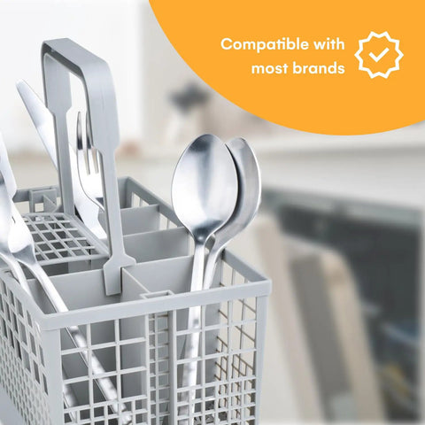 Universal Dishwasher Silverware Basket With Seven Compartments And Handle For Easy Cutlery Organization in kitchen