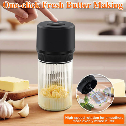 Electric Butter Churn One Touch Butter Maker In Five To Ten Minutes With A 34 Ounce Glass Jar kitchen counter view