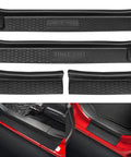 Door Sill Guards Kit For 2018 To 2025 Jeep Wrangler JL JLU And Gladiator JT 4 Door Black Rubber Protectors, 4 Piece Set