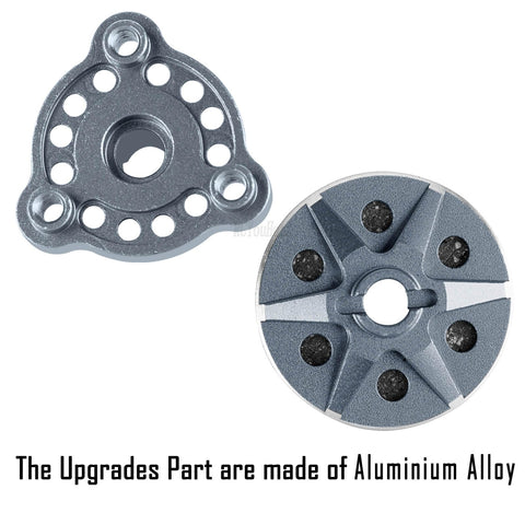 Beefed-Up 48-Pitch Spur Gear Set for 1/10 Scale RC Cars with aluminum alloy parts, top and bottom views.