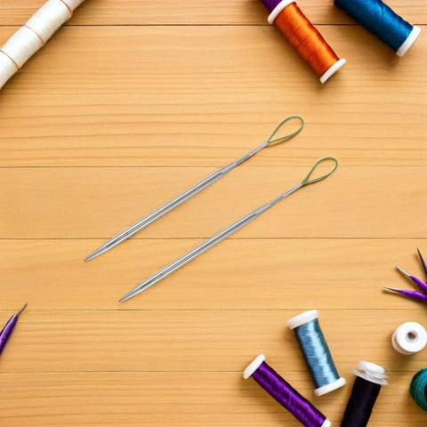 Five Piece Elastic Waistband And Drawstring Threader Set Made From Durable Steel For Dope Effortless Threading In Hoodies Bags And Garments Perfect Tool For Quick Drawstring Insertion And Easy Elastic Band Repairs on wooden table