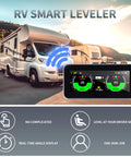 Wireless Rv Leveling System With Lcd Display For Travel Trailers Five Minute Install No App Or Phone Needed Super Easy Wall Suction Mounts Solid Plug Play Rig For Smooth Camper Adventures, showcasing LCD display and RV.