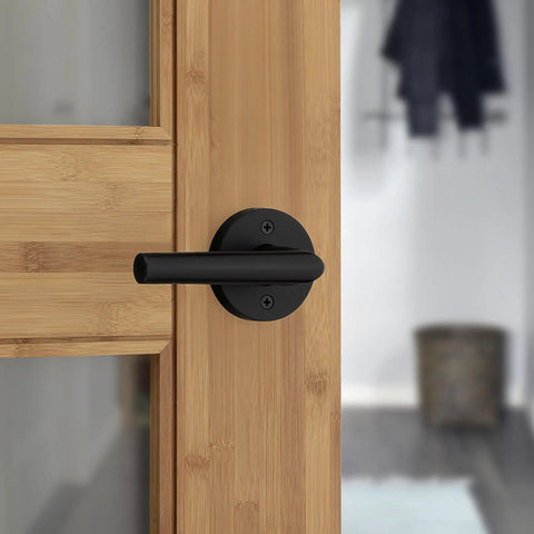 Interior Passage Door Lever For Closet And Hallway Doors No Lock Reversible Handle Matte Black Finish Easy Install Durable Dual Spring Design