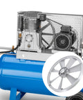 Heavy Duty Single Groove Metal Belt Pulley For Air Compressor Pump Drive displayed on a blue air compressor unit.
