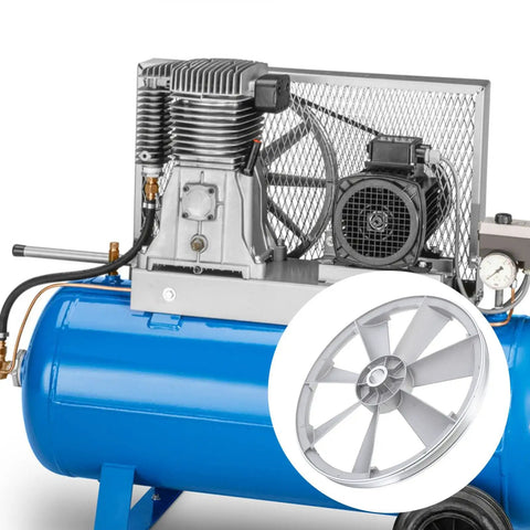 Heavy Duty Single Groove Metal Belt Pulley For Air Compressor Pump Drive displayed on a blue air compressor unit.