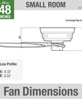 Low Profile 48 Inch Ceiling Fan No Light For Indoor Or Outdoor Use Damp Rated Flush Mount Matte Black With Five Blades Sea Wind 53118 Patio Porch Garage Living Room Ready dimensions
