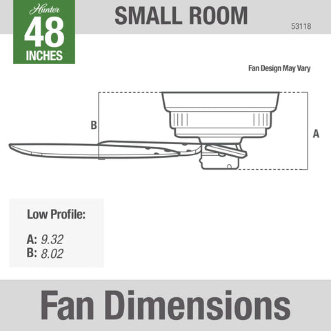 Low Profile 48 Inch Ceiling Fan No Light For Indoor Or Outdoor Use Damp Rated Flush Mount Matte Black With Five Blades Sea Wind 53118 Patio Porch Garage Living Room Ready dimensions