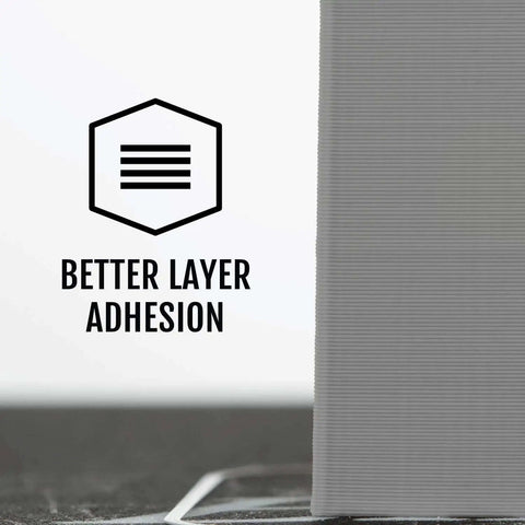 Cool Gray 1.75mm PLA 3D Printer Filament, 1 Kg Spool, Precision 0.03 Millimeters, close-up of smooth extrusion layer adhesion