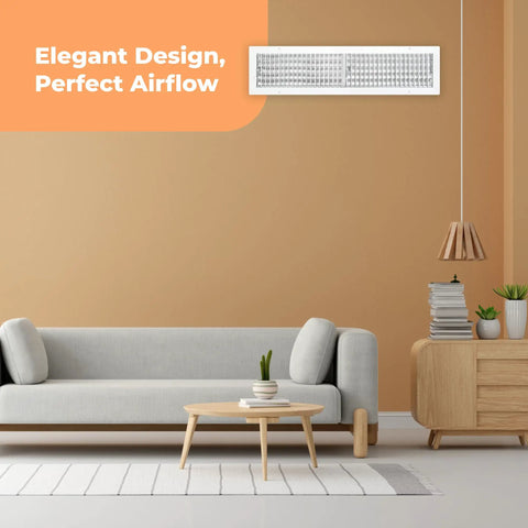 Premium 30 By 6 Inch Wall Vent Cover With Multi Shutter Damper And Adjustable Front Blades In Rustproof Aluminum White Finish Built To Last HVAC Air Return Grille