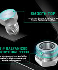 Close-up of JIC And ORFS Hydraulic Fittings Kit 144 Pcs Cap And Plug Set showing galvanized 45 steel with precision threads.