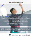 Top Shelf Led Recessed Downlights 2 Inch Round With Hella Flexible 5Cct Color Tuning installation using spring clips.