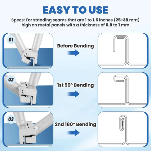 Heavy Duty Hand Seamer And 2 In 1 Metal Bender With 90 Degree And 180 Degree Seams All In One Standing Seam Roofing Tool operation guide