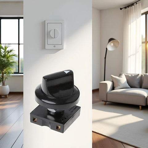 4 Position Rotary Ceiling Fan Switch With 3 Speed Governor Button Isolator And Wall Control installed on wall