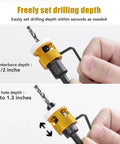 15 Piece Countersink Drill Bit Set Featuring Adjustable Depth Stop Collar and Rock Solid Hex Shafts for easy drilling depth adjustment.