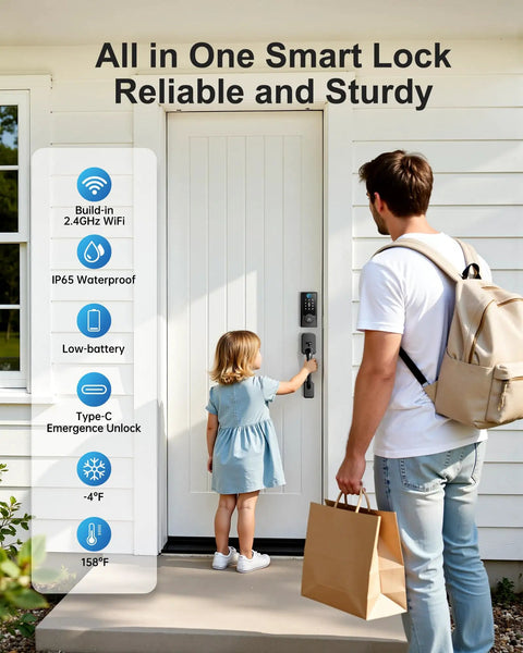Ditch The Old School Keys With This Built In Wifi Smart Lock For Your Front Door Featuring Lightning Fast Fingerprint Reader And Backlit Keypad Plus Phone Control Auto Lock And Alexa Compatibility For Totally Stress Free Entry