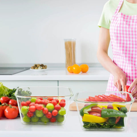 Two Pack Large Glass Storage Containers With Lids 85 Oz 10.5 Cup Airtight Food Storage For Meal Prep Rotisserie Chicken Watermelon