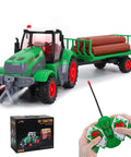One Twenty Fourth Scale RC Farm Truck With Detachable Trailer And Wood Logs Realistic Lights Rechargeable Battery For Kids Aged 6 To 12