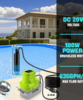 Top Tier 635 Gph Submersible Sump Pump With Brushless Motor Engineered For Ryobi 18v Cordless Battery Setup next to pool.