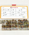 Simple Stroke Setting Rivet Nut Tool Kit with 100 Rivet Nuts in a plastic organizer case with labeled compartments.