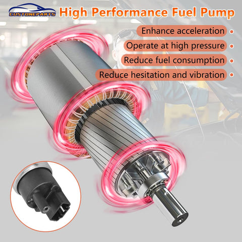 38mm Diameter Electric Fuel Pump Core With Installation Kit Fits Toyota Camry Corolla Tacoma 4Runner Sienna Honda Civic CR-V Accord Mazda Miata RX-8 3 5 6 Lexus IS300 ES300 RX350 12V DC Replaces E8213, highlighting performance features.