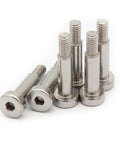 30 Pack Hex Socket Shoulder Bolts 5mm Diameter, M4 Thread, 15mm Length, 304 Stainless Steel Silvery Finish, front view