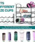 Stackable Metal Water Bottle Organizer 4 Tier Rack For 20 30 40 Oz Tumblers From Yeti And Stanley with size dimensions